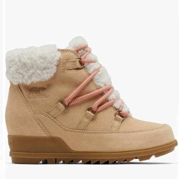 Sorel Evie Cozy Lace Wedge Boot Ceramic Paradox Pink Size 10 NEW - Picture 3 of 15